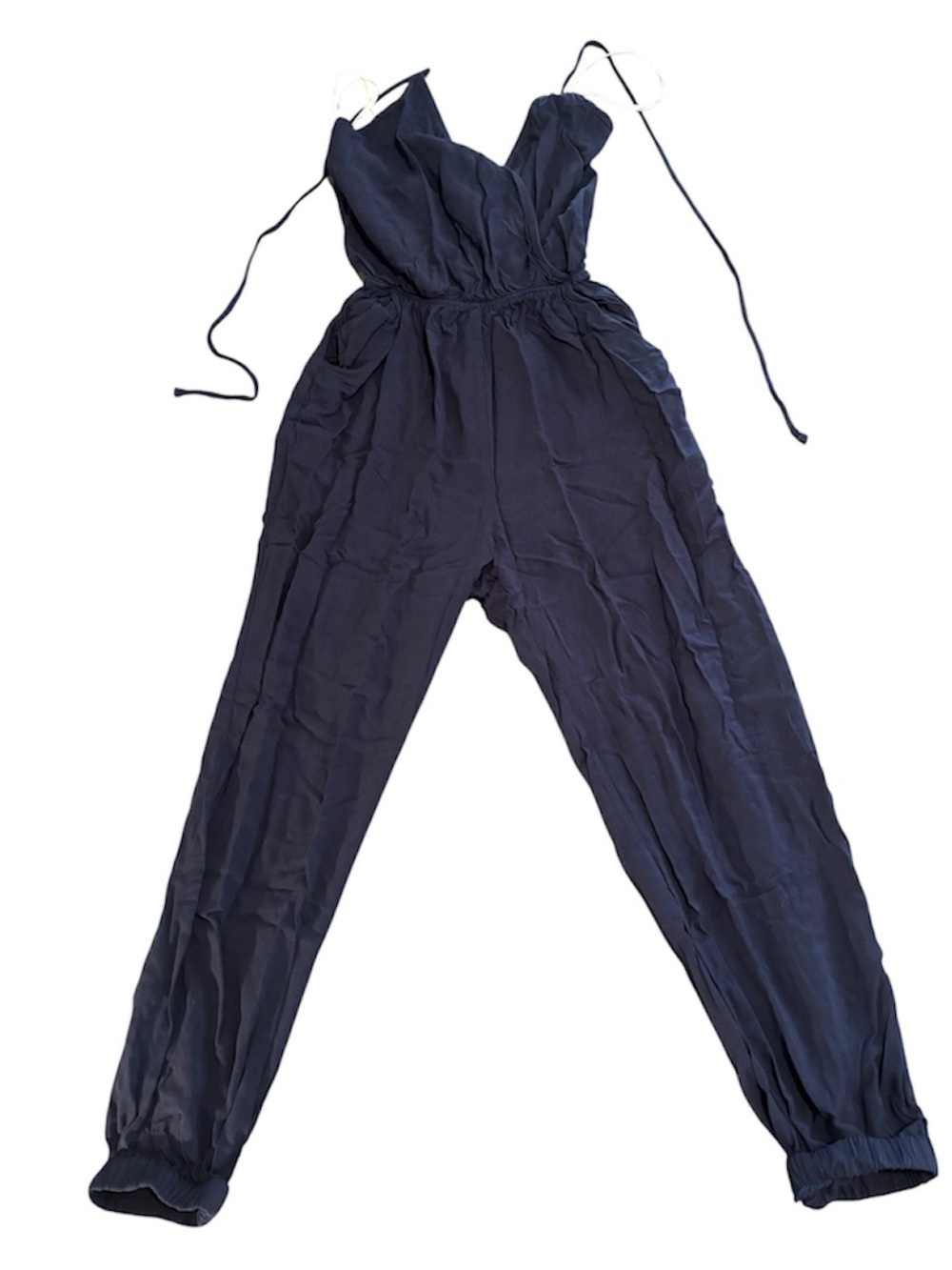 Lulu's Navy V-Neck Tie-Strap Jumpsuit